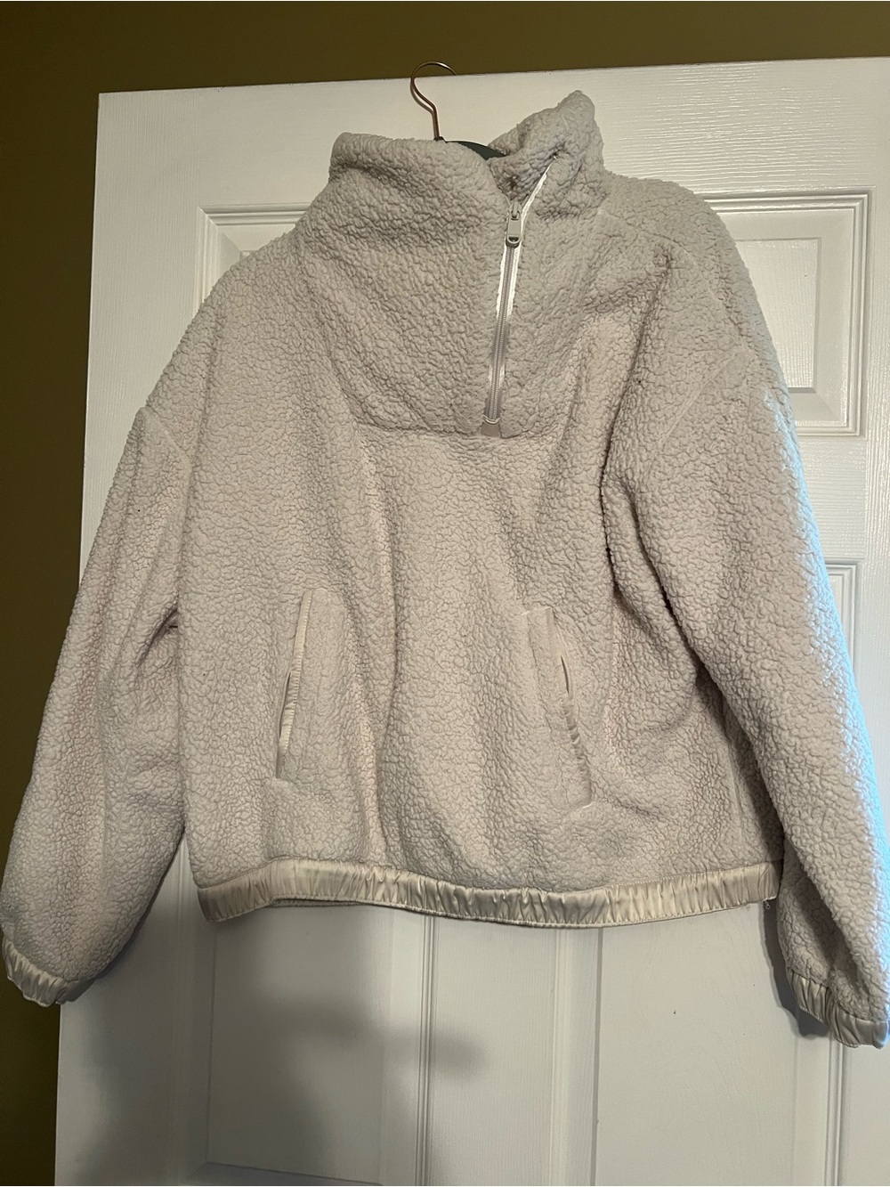 Athena Cream Sherpa Half-Zip Turtleneck Pullover